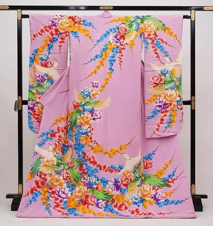 樂天商城 - ◇大振袖・引き振袖 正絹【中古】ラベンダー色系　花鳥風月【状態ランクB】婚礼衣装◇