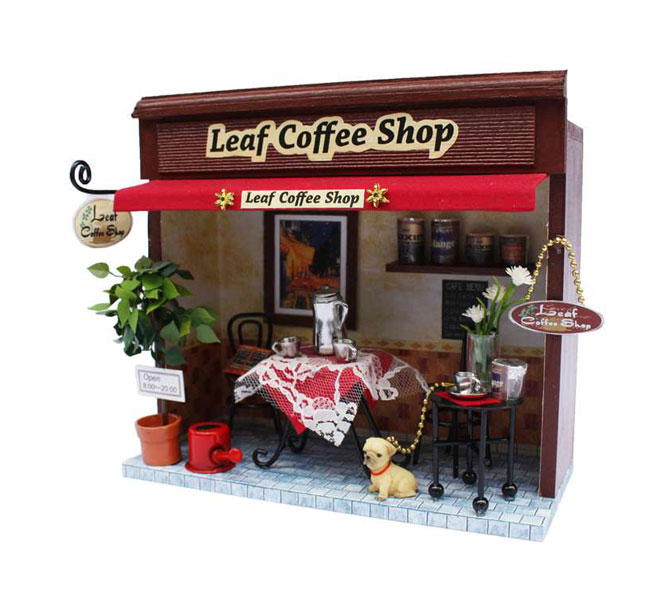 【送料無料！】 ビリーの手作りドールハウスキット 街角のお店キット「 リーフコーヒーショップ 」