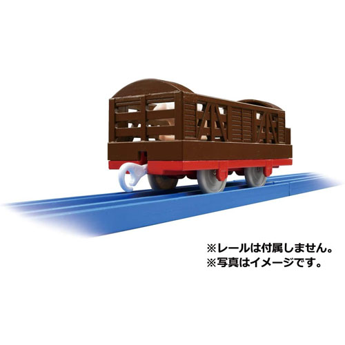 本商品は、通常1〜2営業日以内に発送（営業日6時までのご注文分）お支払い方法・送料についてプラレール KF-03 動物運搬車 (ブタ4匹付属) 【車両単品(1両) 豚 ブタ ぶた 電車 鉄道玩具 タカラトミー】プラレール KF-03 動物運搬車 (ブタ4匹付属) 【車両単品(1両) 豚 ブタ ぶた 電車 鉄道玩具 タカラトミー】プラレール1両シリーズに動物を運ぶ「動物運搬車」が登場です。付属のブタ(フィギュア)はもちろん、別売りの動物フィギュア「アニア」を運んで遊ぼう!●ブタ(フィギュア)4匹付属●別売りの動物フィギュア「アニア」乗せ換え可能●1両編成【セット内容】動物運搬車(1)、ブタ（フィギュア）(4)、部品注文書(1)※トミカ（ミニカー）、レールは別売りです。■対象年齢:3歳以上■メーカー：タカラトミー