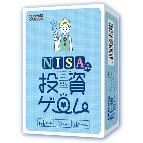 本商品は、通常1〜2営業日以内に発送（営業日6時までのご注文分）お支払い方法・送料についてNISAが学べる投資ゲーム (TERIYAKI GAMES) ブシロードクリエイティブ ボードゲーム カードゲーム 【日本語説明書付属 日本語箱 テリヤキゲームズ 玩具】NISAが学べる投資ゲーム (TERIYAKI GAMES) ブシロードクリエイティブ ボードゲーム カードゲーム 【日本語説明書付属 日本語箱 テリヤキゲームズ 玩具】NISAを始めたいけれど、なかなか最初の1歩が踏み出せない…そんなアナタに贈る、遊んで学べる投資ゲーム第2弾『NISAが学べる投資ゲーム』。NISAに積み立てるのか、株を買うのか売却するのか？未来の生活のためにアナタならどうやって資産形成をしますか？遊んで学べる投資ゲームの第2弾がここに登場。■プレイ人数:2-4人■プレイ時間:約50分■対象年齢:12歳以上■(C)TERIYAKI GAMES【セット内容】キャラクターカード4枚NISAカード4枚フェイズカード6枚点数計算カード1枚イベントカード2枚倒産会社カード4枚ラウンドカード1枚マスターカード1枚株券16枚お金90枚サイコロ1個ラウンドマーカー1個■メーカー：ブシロードメディア(BUSHIROAD MEDIA)