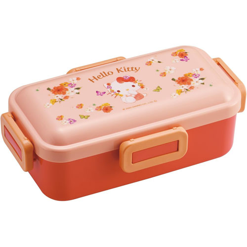 Rakuten - ハローキティ (パステルビビットな水彩花柄 サンリオ) 4点ロック ふわっと弁当箱 530ml PFLB6