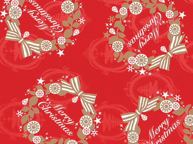 クリスマス用 包装紙 デコラティブリースR (半才・100枚)