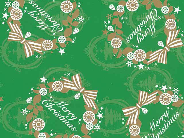 クリスマス用 包装紙 デコラティブリースG (半才・100枚)