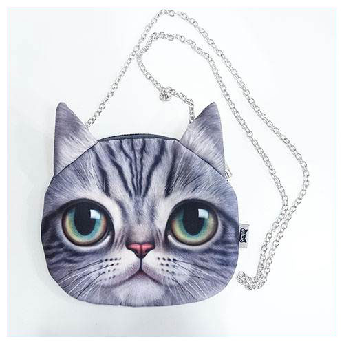【送料無料!】 幸せを運ぶ リアルフェイスショルダーバッグ (猫・アメリカンショートヘアー)