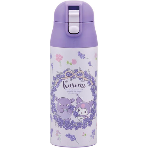 【送料無料!】 クロミ (フラワーリース サンリオ) 水筒 超軽量 ロック付きワンプッシュステンマグボト..