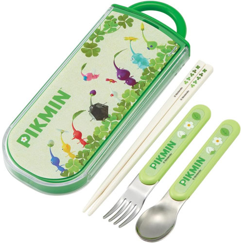 【メール便 送料無料】 ピクミン 抗菌 食洗機対応 スライド式トリオセット (箸 フォーク スプーン ケース お名前シール付属) TACC2AG