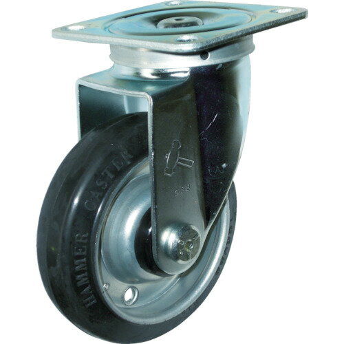 キャスター ハンマーキャスター プレート式キャスター 420Sシリーズ プレス製ゴム車 自在式 420S-RB150-BAR01 キャスター プレート式ゴム車