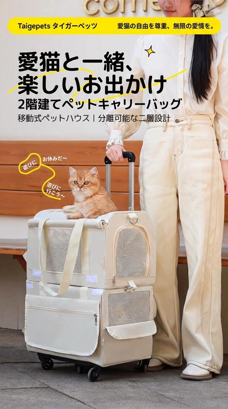 ペットカート 分離 座面 2段式 小型犬 中型犬 フルオープン 分離式 対面 対面式 軽...