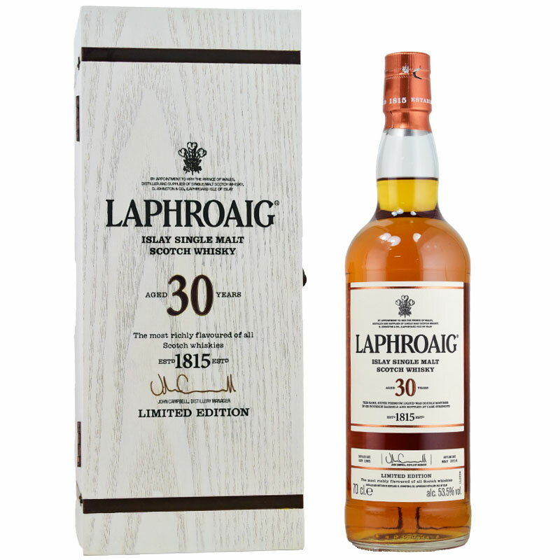 LAPHROAIG 【芳醇なピートオイル、マンダリンとマンゴー、焙煎したアーモンドとココナッツ】ラフロイグ　30年　リミテッド2016　カスクストレングス　53