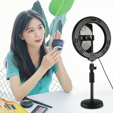ledリングライト スマホ スタンド ミラー 付 動画 撮影 写真 照明 ライト usb 調色調光 自撮りライト スマホ スタンド 高さ 調節 角度調整 美顔 SNS 生放送 YouTube ビデオ TikTok 用