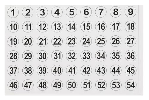 数字 番号 連番 シール 防水 (3cm（1-54）, 透明)