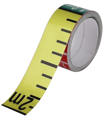 身長計 シール 防犯 目盛り 縦書き 縦読み 10cmごとに色違い (幅25mmx長さ2M, 10cmごと黄緑赤)