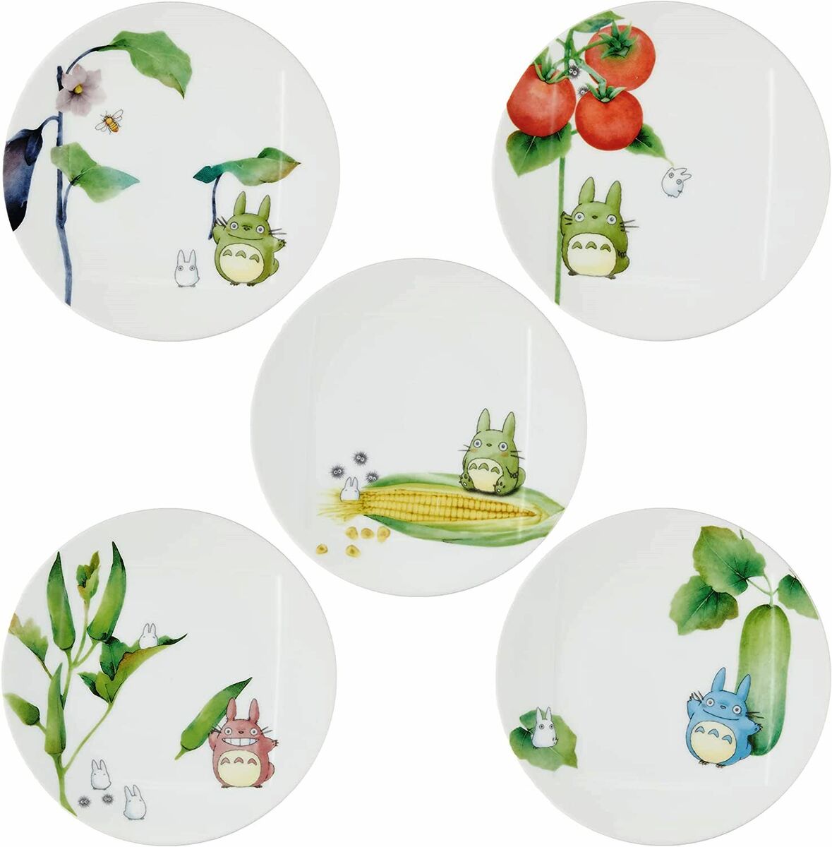 Noritake ノリタケ プレートセット（絵変り） 15.5cm となりのトトロ　野菜シリーズ 電子レンジ対応　食洗機対応 5枚 ファインポーセレン VF9931A/1704-15 無料ラッピング