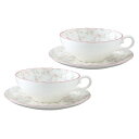 Noritake ノリタケ ティー カップ & ソーサー ( ペアセット ) 180cc キューティーローズ 電子レンジ対応 2客 ボーンチャイナ P58043...