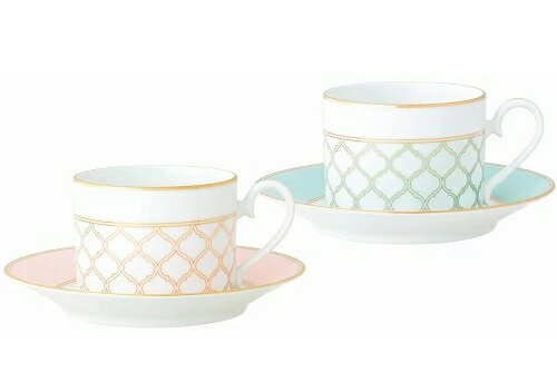 ノリタケ　エターナルパレス カップ＆ソーサー ペア（色変り） 〈1742-43L/Q004EA〉 ノリタケ 正規品 食器 碗皿 ギフト無料ラッピング【御祝 内祝 ギフト　プレゼント 贈り物　ブランド】