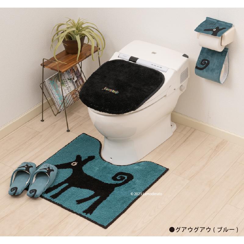 【シビラ】トイレマット セット 　ホコモモラトイレマット4点セット グアウグアウ（ブルー）＝ トイレマット+兼用フタカバー+スリッパ+ペーパーホルダーカバー【御祝 内祝 ギフト　プレゼント 贈り物　ブランド】 3