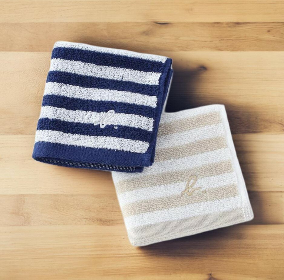 アニエスベー ABマリニエール ミニタオル ベージュ 、ダークブルーCV10032