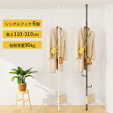【本日だけ!限定クーポン&P10倍】ハンガーラック 突っ張り ハンガーポール 服掛け 全体耐荷重90kg 高さ110-310cm 落ちにくいフック ツッパリハン...