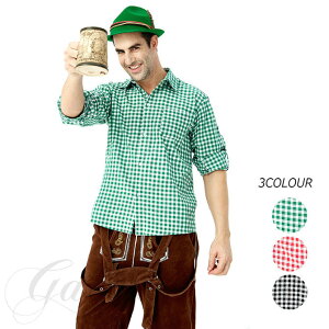 ハロウィン 民族衣装 ドイツ ビール 男性用 メンズ シャツ カップルコーデ 3色 M-XXL 演出用 仮装 コスプレ衣装(ps3831)