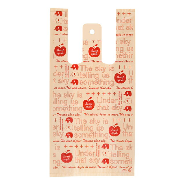 ★昔懐かしいような印象の、ぞうとリンゴをあしらったキュートなレジバッグです★ 商品説明品　名アップルレジバッグ メーカー名HEADSサイズS = 0.016×幅180×高さ350マチ100mmM = 0.019×幅240×高さ450マチ140mm　数　量100枚材　質 ポリエチレン(ハード) 色・柄片面デザイン ※ご利用の前に※ ・店舗販売もしていますので、品切れの場合はご了承ください ・掲載商品の写真は、実際の色とは異なる場合があります ・諸般の都合により生産中止される場合があります ・パッケージデザイン等は予告なく変更されることがあります ★メール便で発送させていただきます。(ポスト投函) ★こちらの商品(メール便)は代金引換が出来ません。 ★注文数量が多い場合、宅配便で発送する場合があります。 ★他の商品と同梱の場合は別途送料かかります