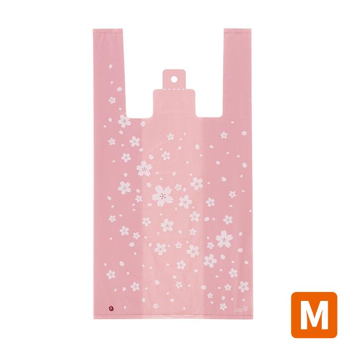 さくらレジバッグ M 100枚 (SKR-M) かわいい レジ袋 おしゃれ 柄 袋 ビニール袋 ラッピング プレゼント おすそ分け ギフト 手提げ袋 お土産 お持ち帰り 和柄 さくら柄 桜 花柄
