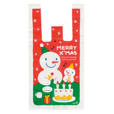 スノーマンレジバック　L（50枚）XS-L 　クリスマス用品/ラッピング袋/レジ袋/クリスマス/柄袋/プレゼント/贈り物/かわいい袋