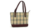 ショルダーバッグ ■極美品■ BURBERRY バーバリー ノバチェック キャンバス×レザー ショルダーバッグ トートバッグ ベージュ系×ボルドー系 AT3461