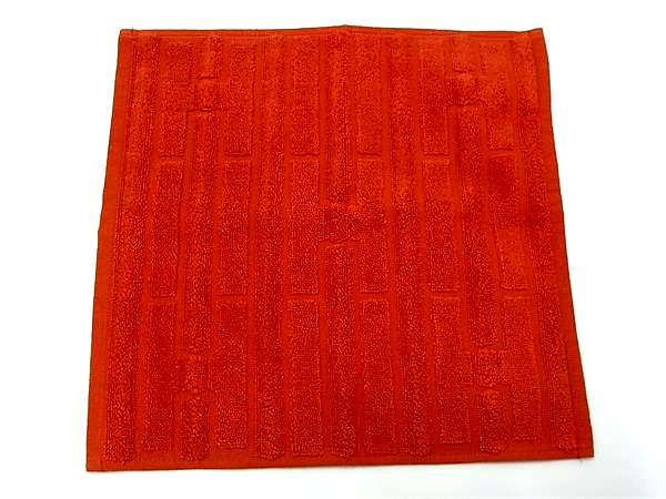 ■新品同様■ HERMES エルメス ラビリンス コットン100％ フェイスタオル ハンドタオル メンズ レディース オレンジ系 FL9496