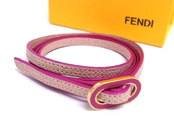 楽天pleasure-Store　楽天市場店■新品■未使用■ FENDI フェンディ レザー ロング 3連 ブレスレット バングル アクセサリー レディース ピンク系 AP9762