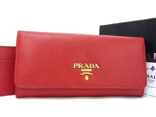 プラダ 長財布 レディース ■新品■未使用■ PRADA プラダ iMH132 サフィアーノレザー 二つ折り 長財布 ウォレット レディース レッド系 AR8645