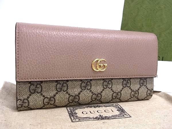 グッチ 長財布（メンズ） ■新品■未使用■ GUCCI グッチ 456116 GGマーモント PVC×レザー 二つ折り 長財布 ウォレット 小銭入れ 札入れ ブラウン系 AR9599