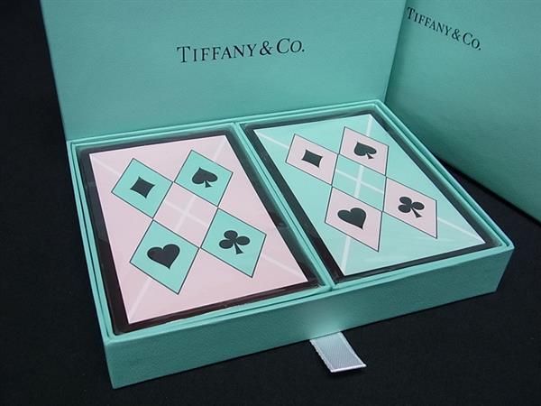 ■未開封■新品■未使用■ TIFFANY＆Co ティファニー トランプ テーブルゲーム カードゲーム 2点セット ピンク系×ライトブルー系 AU9889