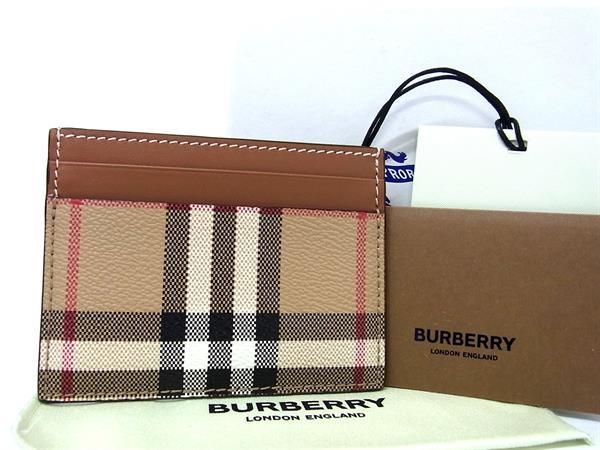 バーバリー 定期入れ ■新品■未使用■ BURBERRY バーバリー ノバチェック PVC×レザー カードケース カード入れ 名刺入れ 定期入れ ブラウン系 AU9918