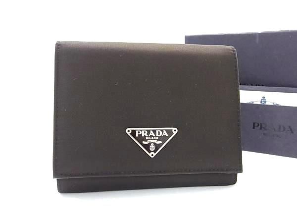 ■新品■未使用■ PRADA プラダ M176 テスートナイロン 三つ折り 財布 ウォレット メンズ レディース ダークブラウン系 AV9128