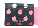 ケイト・スペード ニューヨーク パスケース ■新品■未使用■ kate spade ケイトスペード レザー アップル カードケース カード入れ パスケース 定期入れ ブラック系 BF3018