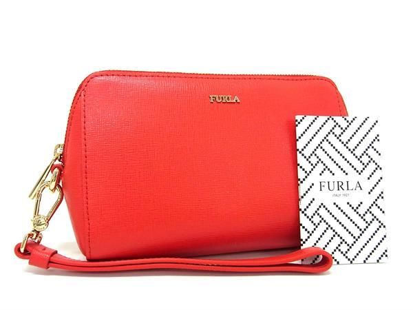 フルラ ■新品■未使用■ FURLA フルラ レザー ポーチ マルチケース 小物入れ レディース レッド系 BG6041