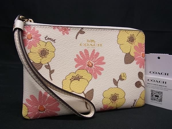 ■新品■未使用■ COACH コーチ CH647 PVC フラワー 花柄 ポーチ マルチケース 小物入れ レディース アイボリー系×マルチカラー BJ1069