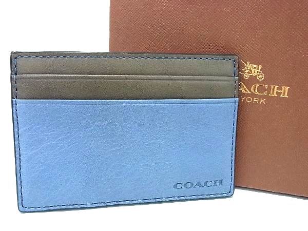 コーチ 定期入れ ■新品■未使用■ COACH コーチ レザー カードケース カード入れ パスケース 定期入れ ブルー系×ブラウン系 DA4141