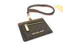 MICHAEL KORS マイケルコース MK柄 PVC×レザー ネックストラップ カードケース パスケース カード入れ 定期入れ ブラウン系 DI5103(4)