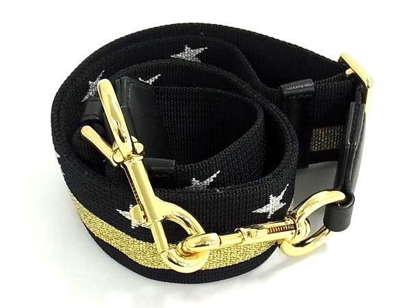 ■美品■ MARC JACOBS マークジェイコブス ナイロンキャンバス スター バッグ用 ショルダーストラップ ブラック系×ゴールド系 BQ4546