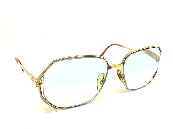 ChristianDior クリスチャンディオール 度入り サングラス 眼鏡 メガネ レディース メンズ ゴールド系 DF5168