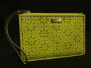 ■美品■ kate spade ケイトスペード PWRU3783 レザー フラワー 花 リストレット マルチポーチ 小物入れ イエロー系 DG0683(4)