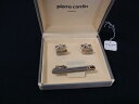 ■美品■ pierre cardin ピエールカルダン カフスボタン カフリンクス ネクタイピン アクセサリー 2点セット シルバー系 DI5159
