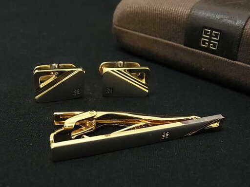 GIVENCHY ジバンシィ カフス カフリンクス ネクタイピン タイクリップ 2点セット ゴールド系×シルバー系 DF8487 GIVENCHY ジバンシィ カフス カフリンクス ネクタイピン タイクリップ 2点セット ゴールド系×シルバー系 DF8487