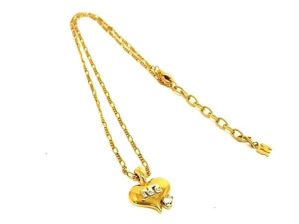 ■美品■ NINA RICCI ニナリッチ ハート ネックレス ペンダント アクセサリー レディース ゴールド系×シルバー系 DF9518