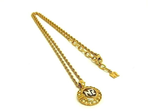 ■美品■ NINA RICCI ニナリッチ ラインストーン ネックレス ペンダント アクセサリー レディース ゴールド系 DF5768(4)