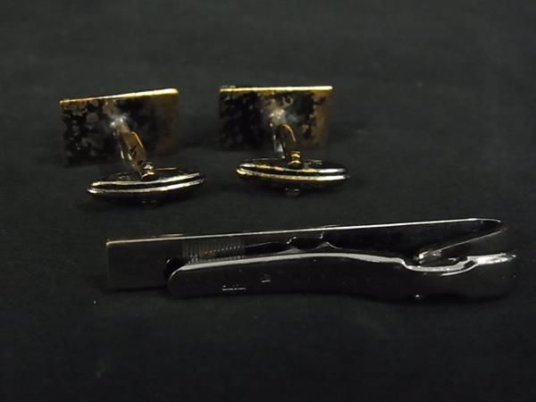 pleasure-Store 楽天市場店のdunhill ダンヒル カフスボタン カフリンクス ネクタイピン 2点セット まとめ売り 紳士 メンズ ゴールド系×シルバー系 DF6801 冠婚葬祭 結婚式 葬式｜アングル2