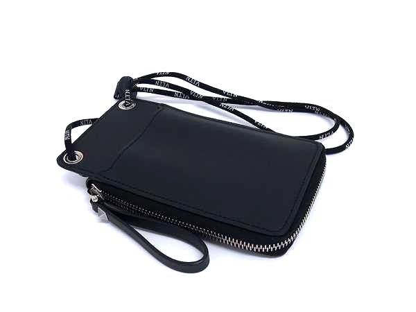 ■新品同様■ VALENTINO GARAVANI ヴァレンティノ ガラヴァーニ レザー ショルダーウォレット 財布 小銭入れ ブラック系 FR1792