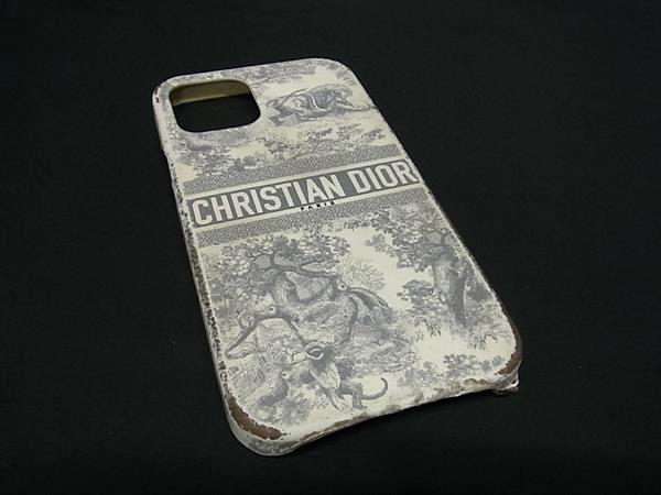 ChristianDior クリスチャンディオール トワルドジュイ レザー iPhone 12 対応 アイフォンケース スマホケース グレー系 BM2970