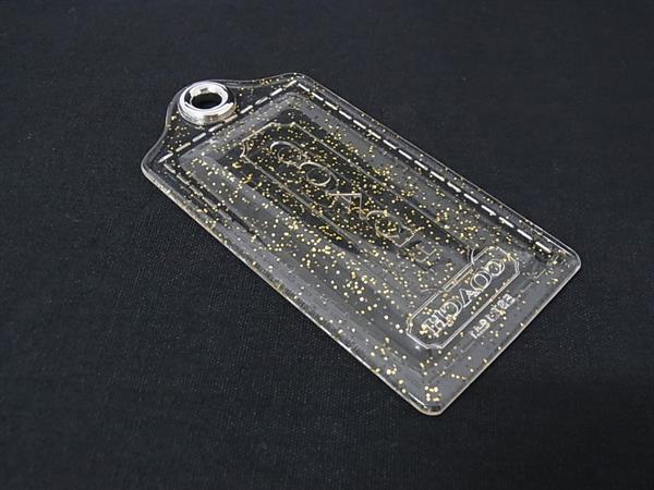 ■極美品■ COACH コーチ トップのみ ラメ バッグチャーム キーホルダー アクセサリー レディース メンズ クリア×ゴールド系 DI3381